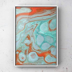 Contemporary Bubble Abstract Art Print, Orange